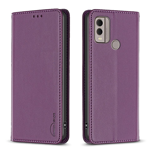 Custodia Portafoglio In Pelle Cover con Supporto B23F per Nokia C22 Viola