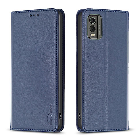 Custodia Portafoglio In Pelle Cover con Supporto B23F per Nokia C32 Blu