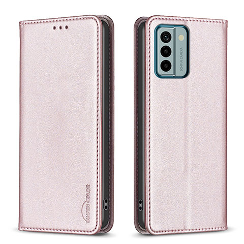 Custodia Portafoglio In Pelle Cover con Supporto B23F per Nokia G22 Oro Rosa