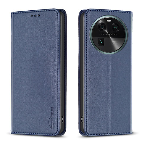 Custodia Portafoglio In Pelle Cover con Supporto B23F per Oppo Find X6 Pro 5G Blu