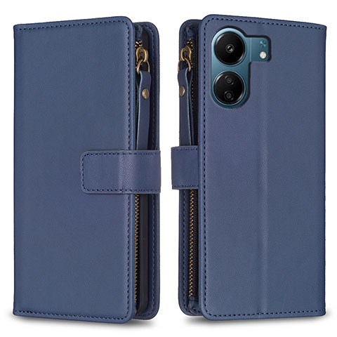 Custodia Portafoglio In Pelle Cover con Supporto B23F per Xiaomi Poco C65 Blu