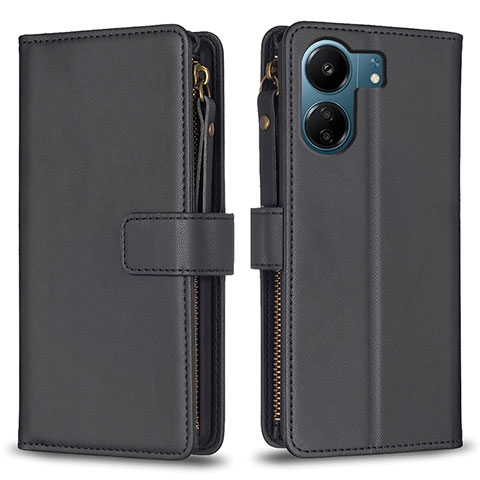 Custodia Portafoglio In Pelle Cover con Supporto B23F per Xiaomi Redmi 13C Nero