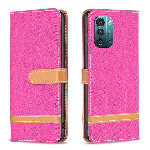 Custodia Portafoglio In Pelle Cover con Supporto B24F per Nokia G21 Rosa Caldo