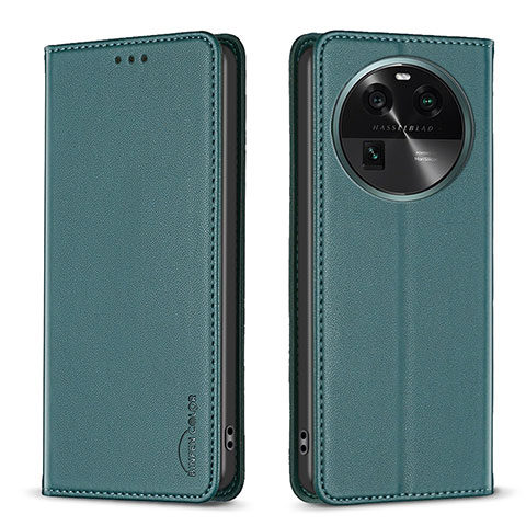 Custodia Portafoglio In Pelle Cover con Supporto B24F per Oppo Find X6 5G Verde