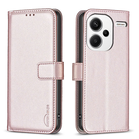 Custodia Portafoglio In Pelle Cover con Supporto B24F per Xiaomi Redmi Note 13 Pro+ Plus 5G Oro Rosa