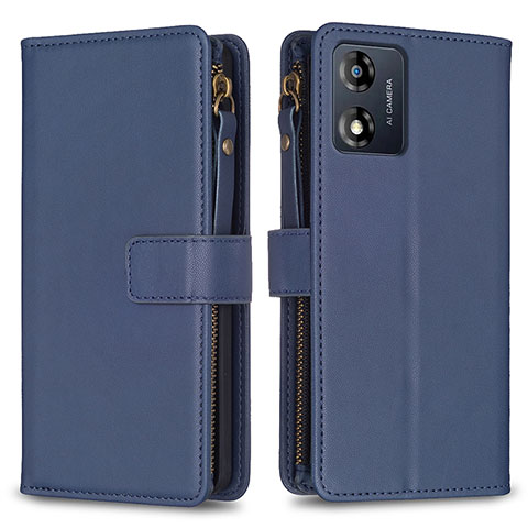 Custodia Portafoglio In Pelle Cover con Supporto B25F per Motorola Moto E13 Blu