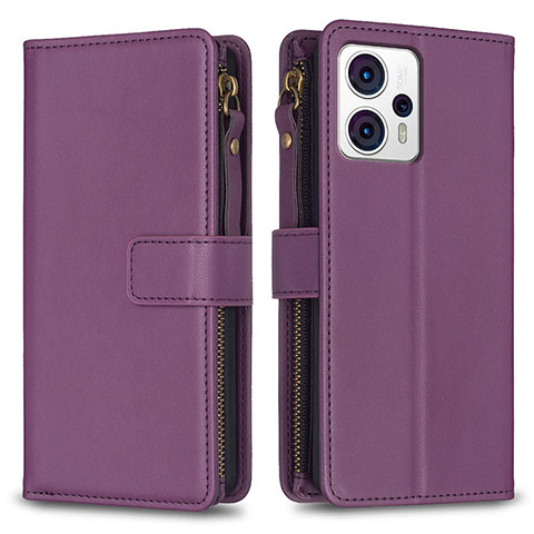 Custodia Portafoglio In Pelle Cover con Supporto B25F per Motorola Moto G13 Viola