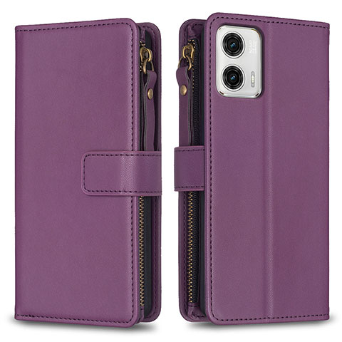 Custodia Portafoglio In Pelle Cover con Supporto B25F per Motorola Moto G73 5G Viola