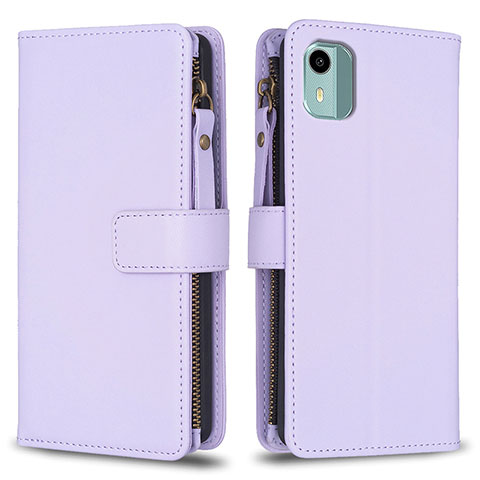 Custodia Portafoglio In Pelle Cover con Supporto B25F per Nokia C12 Lavanda