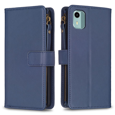 Custodia Portafoglio In Pelle Cover con Supporto B25F per Nokia C12 Plus Blu