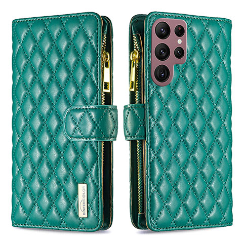 Custodia Portafoglio In Pelle Cover con Supporto BF2 per Samsung Galaxy S23 Ultra 5G Verde