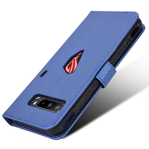 Custodia Portafoglio In Pelle Cover con Supporto BY1 per Asus ROG Phone 3 Strix ZS661KS Blu