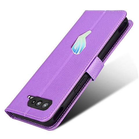 Custodia Portafoglio In Pelle Cover con Supporto BY1 per Asus ROG Phone 5 Pro Viola