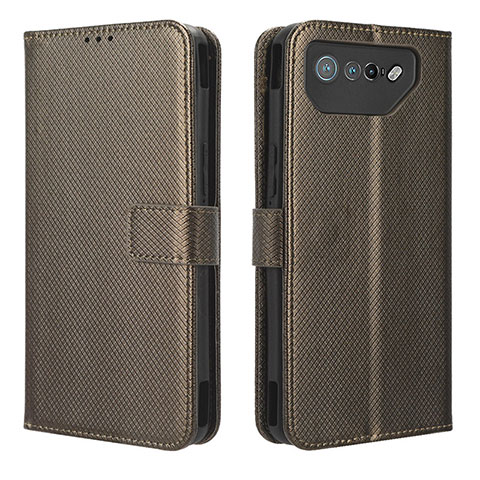 Custodia Portafoglio In Pelle Cover con Supporto BY1 per Asus ROG Phone 7 Marrone