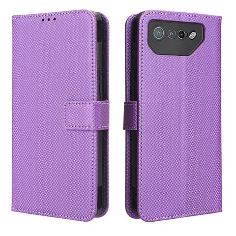 Custodia Portafoglio In Pelle Cover con Supporto BY1 per Asus ROG Phone 7 Pro Viola