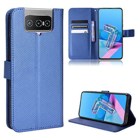 Custodia Portafoglio In Pelle Cover con Supporto BY1 per Asus Zenfone 7 Pro ZS671KS Blu