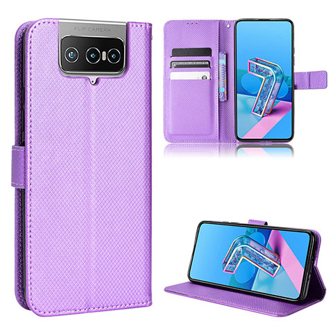 Custodia Portafoglio In Pelle Cover con Supporto BY1 per Asus Zenfone 7 Pro ZS671KS Viola