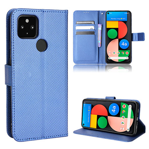 Custodia Portafoglio In Pelle Cover con Supporto BY1 per Google Pixel 4a 5G Blu