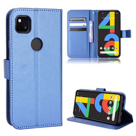 Custodia Portafoglio In Pelle Cover con Supporto BY1 per Google Pixel 4a Blu