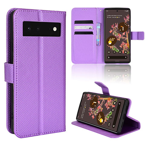 Custodia Portafoglio In Pelle Cover con Supporto BY1 per Google Pixel 6 5G Viola