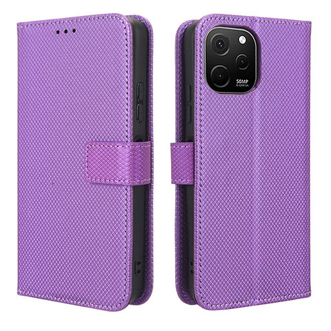 Custodia Portafoglio In Pelle Cover con Supporto BY1 per Huawei Enjoy 50z Viola