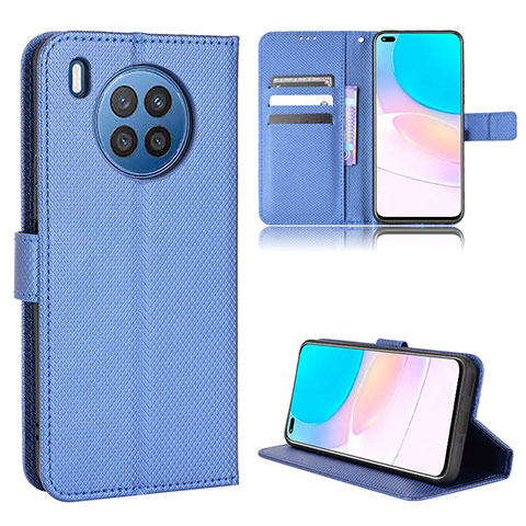 Custodia Portafoglio In Pelle Cover con Supporto BY1 per Huawei Honor 50 Lite Blu