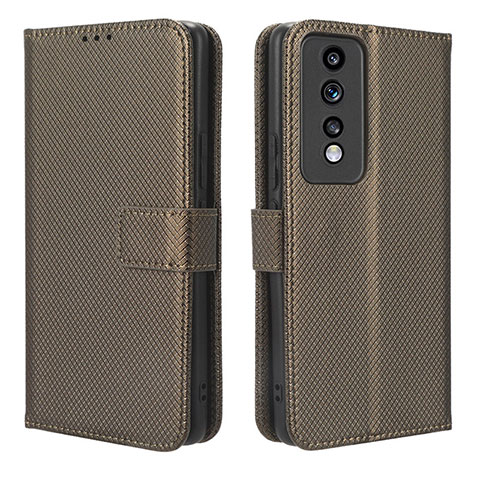 Custodia Portafoglio In Pelle Cover con Supporto BY1 per Huawei Honor 80 GT 5G Marrone