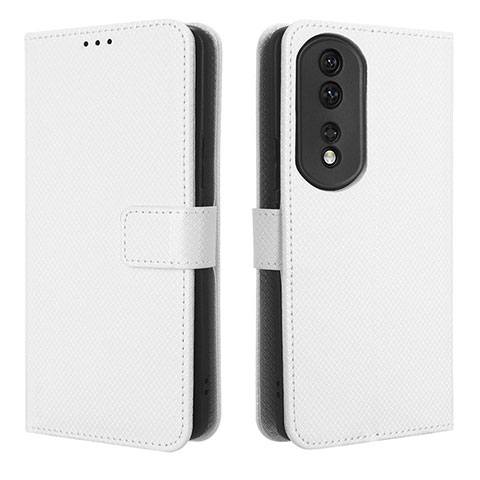 Custodia Portafoglio In Pelle Cover con Supporto BY1 per Huawei Honor 80 Pro Flat 5G Bianco