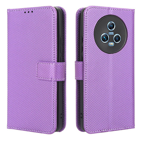 Custodia Portafoglio In Pelle Cover con Supporto BY1 per Huawei Honor Magic5 5G Viola