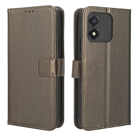 Custodia Portafoglio In Pelle Cover con Supporto BY1 per Huawei Honor X5 Marrone