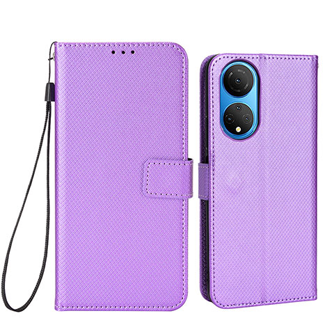 Custodia Portafoglio In Pelle Cover con Supporto BY1 per Huawei Honor X7 Viola