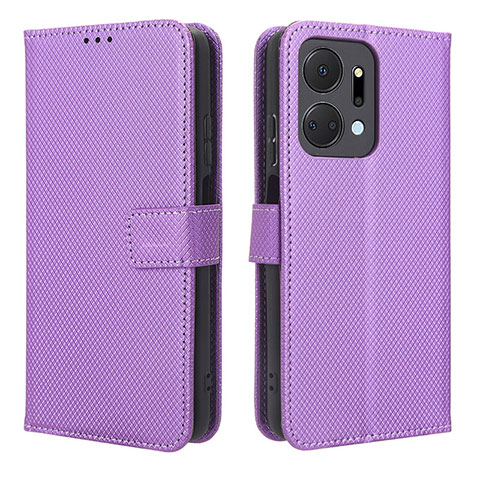 Custodia Portafoglio In Pelle Cover con Supporto BY1 per Huawei Honor X7a Viola