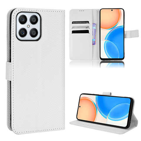 Custodia Portafoglio In Pelle Cover con Supporto BY1 per Huawei Honor X8 4G Bianco