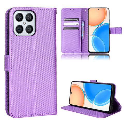 Custodia Portafoglio In Pelle Cover con Supporto BY1 per Huawei Honor X8 4G Viola