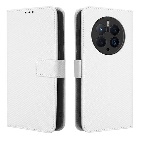 Custodia Portafoglio In Pelle Cover con Supporto BY1 per Huawei Mate 50 Pro Bianco