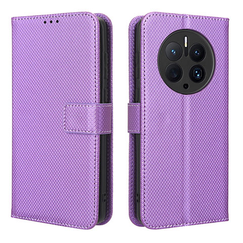 Custodia Portafoglio In Pelle Cover con Supporto BY1 per Huawei Mate 50 Pro Viola