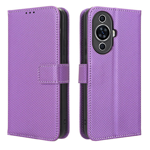 Custodia Portafoglio In Pelle Cover con Supporto BY1 per Huawei Nova 11 Pro Viola