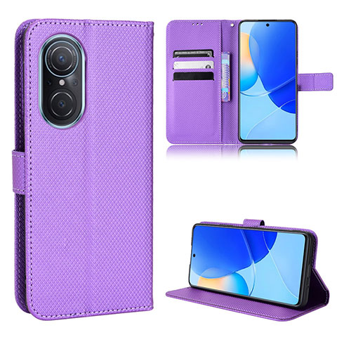 Custodia Portafoglio In Pelle Cover con Supporto BY1 per Huawei Nova 9 SE Viola