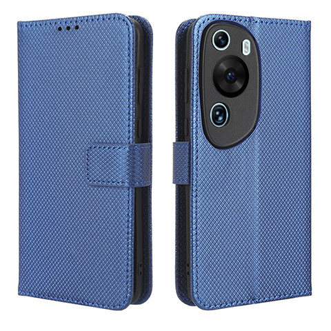 Custodia Portafoglio In Pelle Cover con Supporto BY1 per Huawei P60 Art Blu