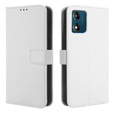 Custodia Portafoglio In Pelle Cover con Supporto BY1 per Motorola Moto E13 Bianco