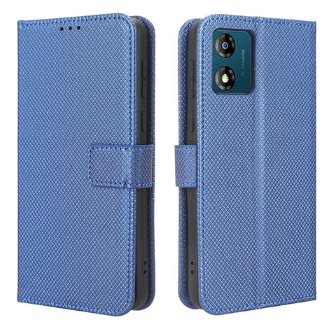 Custodia Portafoglio In Pelle Cover con Supporto BY1 per Motorola Moto E13 Blu