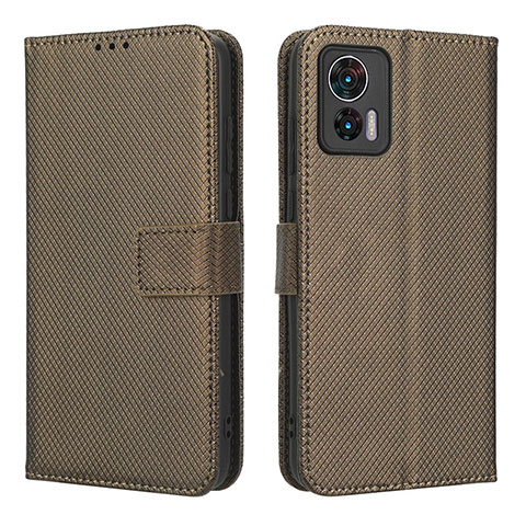 Custodia Portafoglio In Pelle Cover con Supporto BY1 per Motorola Moto Edge 30 Lite 5G Marrone