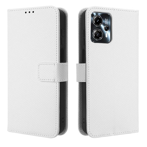 Custodia Portafoglio In Pelle Cover con Supporto BY1 per Motorola Moto G13 Bianco