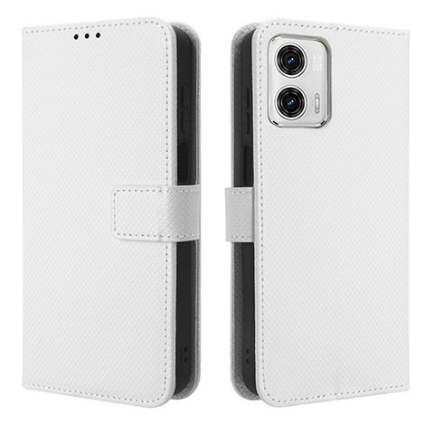 Custodia Portafoglio In Pelle Cover con Supporto BY1 per Motorola Moto G53 5G Bianco