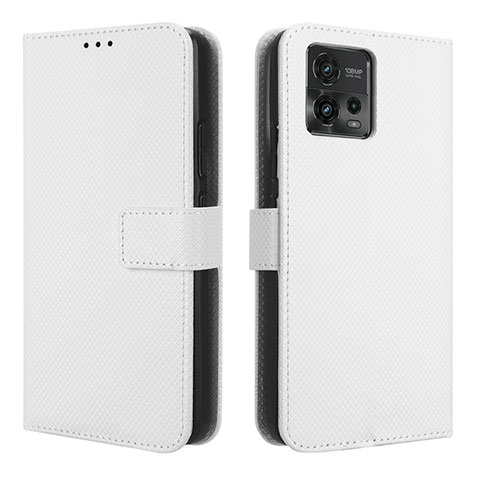 Custodia Portafoglio In Pelle Cover con Supporto BY1 per Motorola Moto G72 Bianco