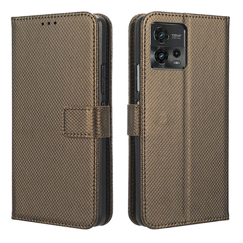 Custodia Portafoglio In Pelle Cover con Supporto BY1 per Motorola Moto G72 Marrone