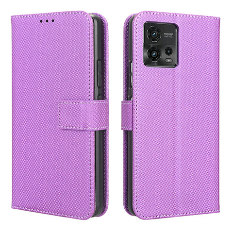 Custodia Portafoglio In Pelle Cover con Supporto BY1 per Motorola Moto G72 Viola