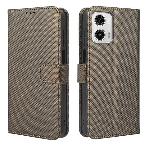 Custodia Portafoglio In Pelle Cover con Supporto BY1 per Motorola Moto G73 5G Marrone