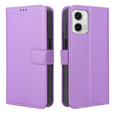 Custodia Portafoglio In Pelle Cover con Supporto BY1 per Motorola Moto G73 5G Viola