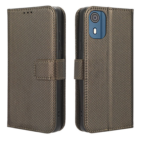 Custodia Portafoglio In Pelle Cover con Supporto BY1 per Nokia C02 Marrone